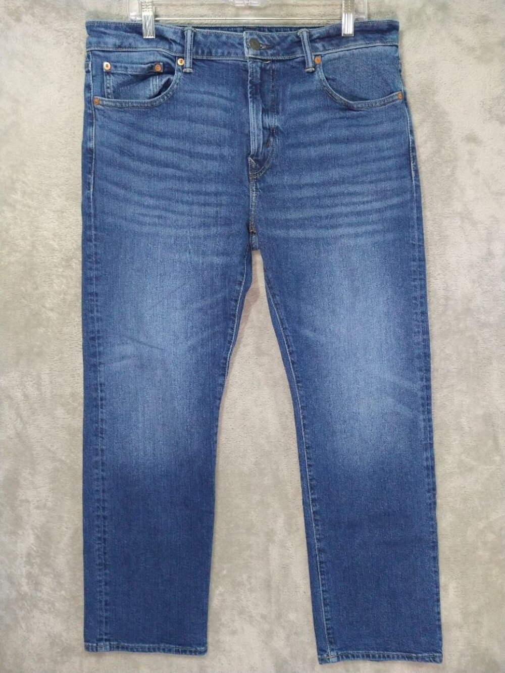 American Eagle Jeans Mens 34x30 Blue Denim Relaxed Straight Flex Mid Rise